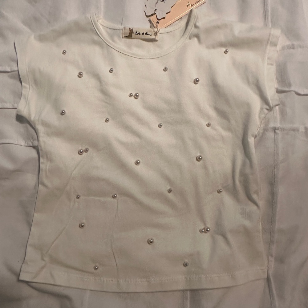 White Beaded T-Shirt